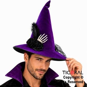 SOMBRERO BRUJA VIOLETA CON MANO